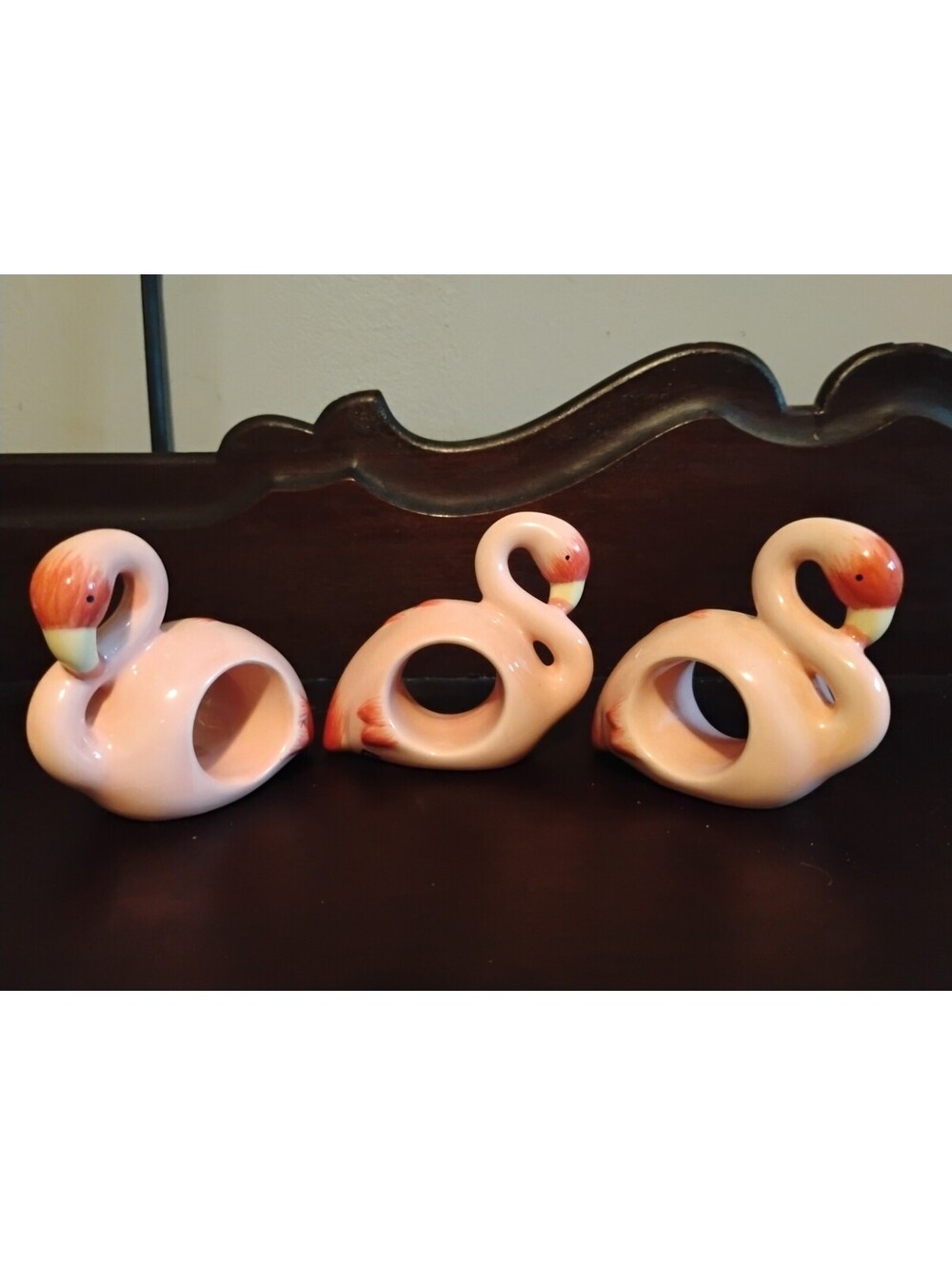 Vintage Target Home Pink Flamingo Ceramic Napkin Rings Set of 3 Table Decor